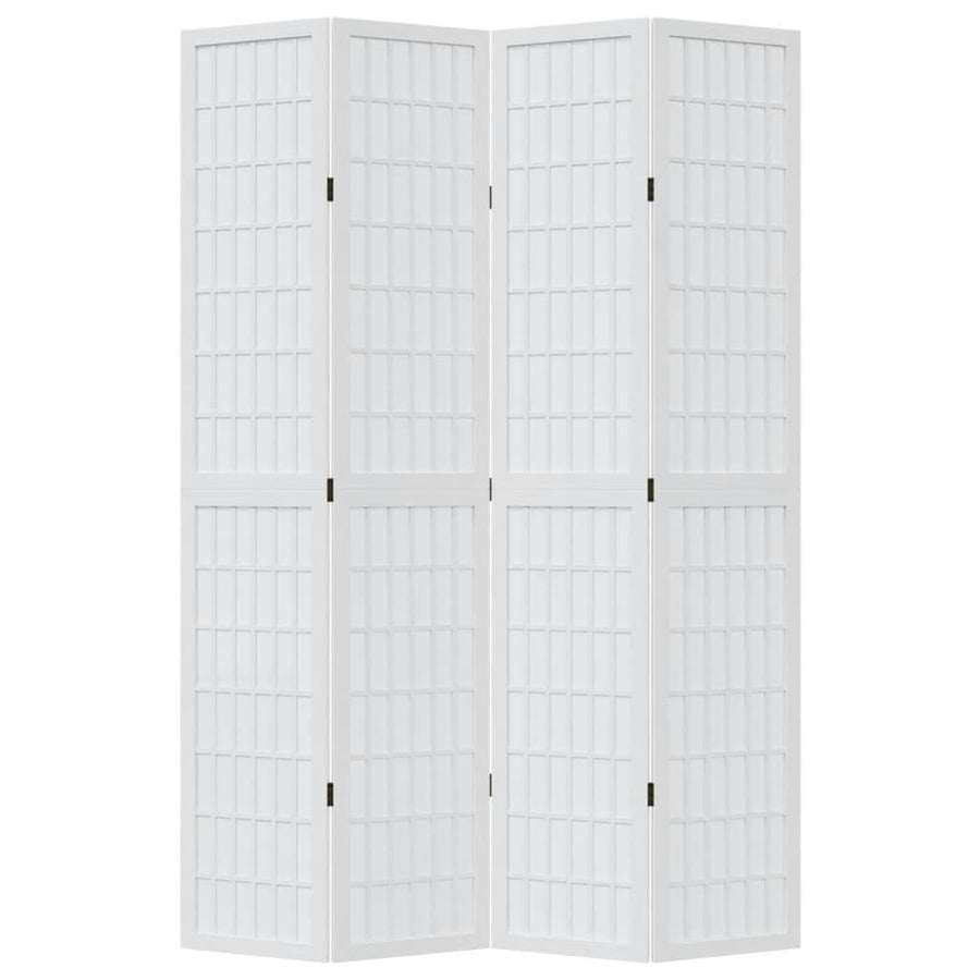 Kamerscherm met 4 panelen massief paulowniahout wit