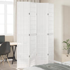 4-Panel Room Divider Solid Paulownia Wood White