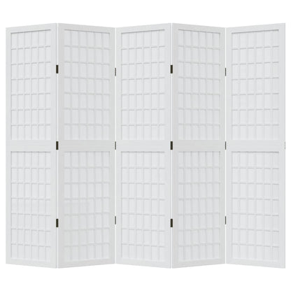 Kamerscherm met 5 panelen massief paulowniahout wit