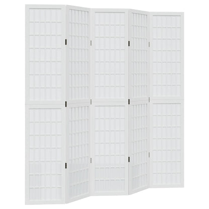 Kamerscherm Met 5 Panelen Massief Paulowniahout Wit 40 x 200 cm