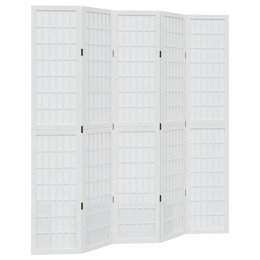 Kamerscherm Met 5 Panelen Massief Paulowniahout Wit 40 x 200 cm