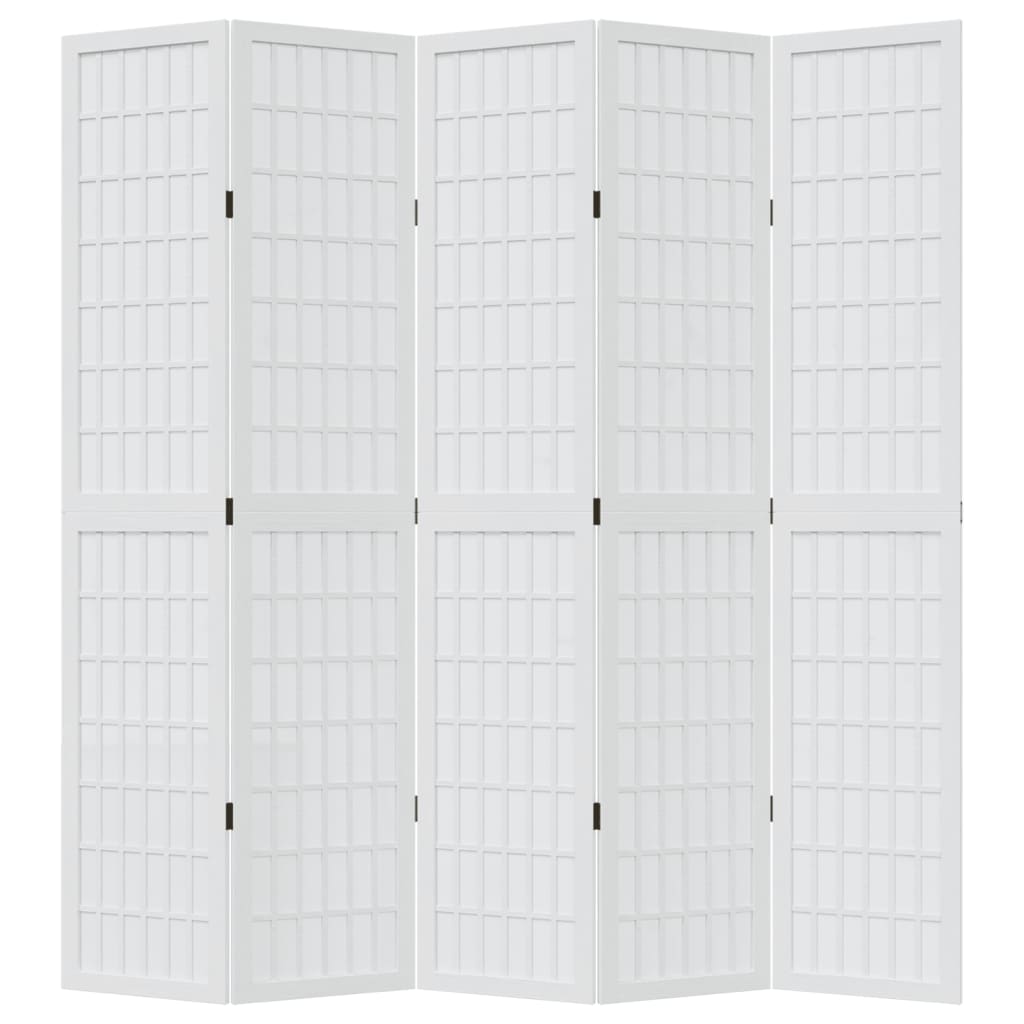 Kamerscherm Met 5 Panelen Massief Paulowniahout Wit 40 x 200 cm