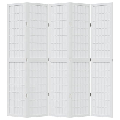 Kamerscherm Met 5 Panelen Massief Paulowniahout Wit 40 x 200 cm