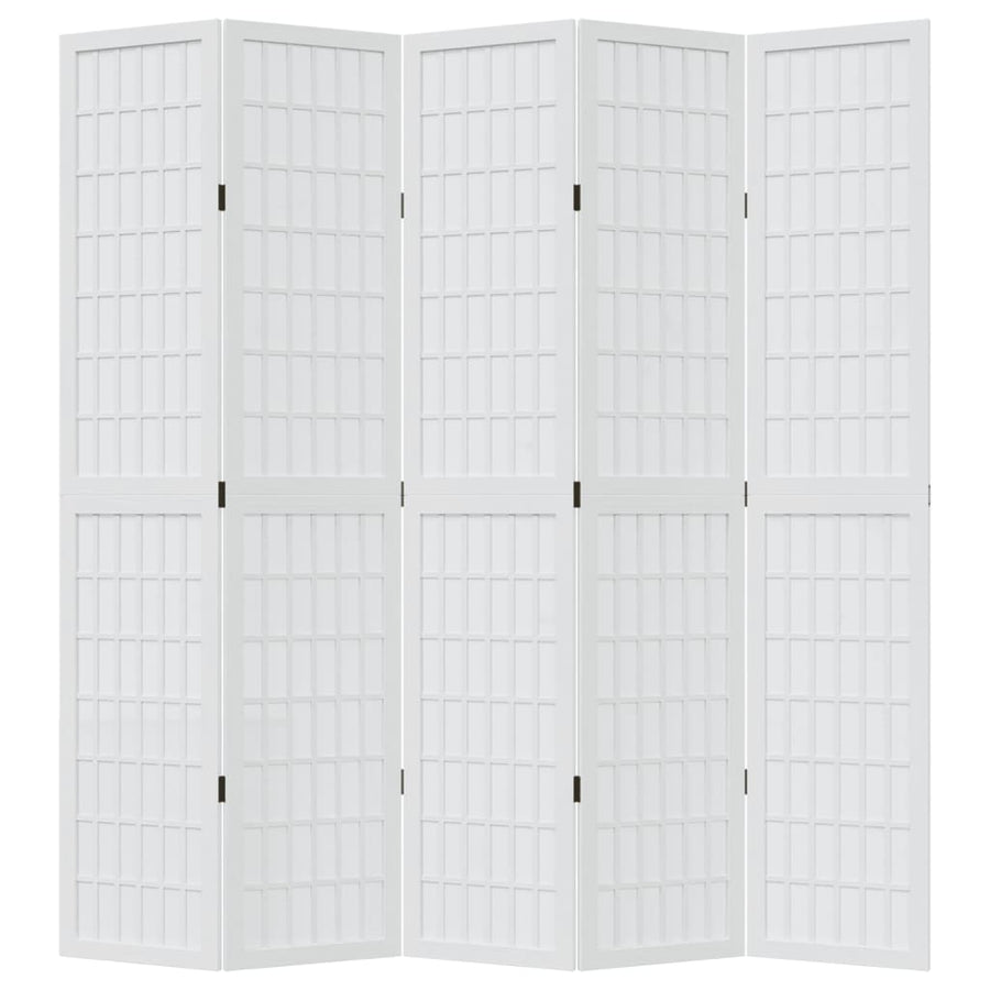 Kamerscherm Met 5 Panelen Massief Paulowniahout Wit 40 x 200 cm