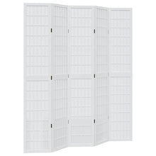 Kamerscherm met 5 panelen massief paulowniahout wit