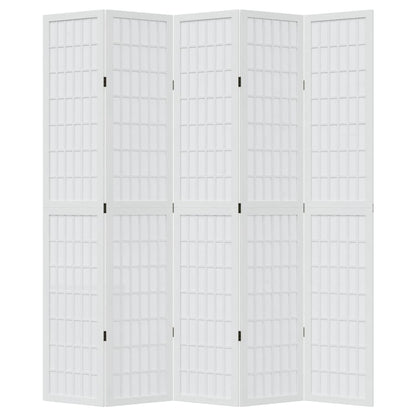 Kamerscherm met 5 panelen massief paulowniahout wit