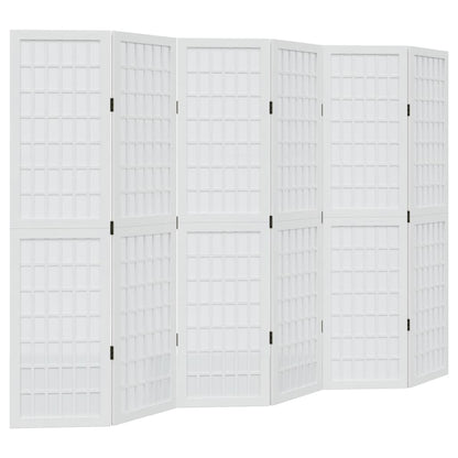 Kamerscherm met 6 panelen massief paulowniahout wit