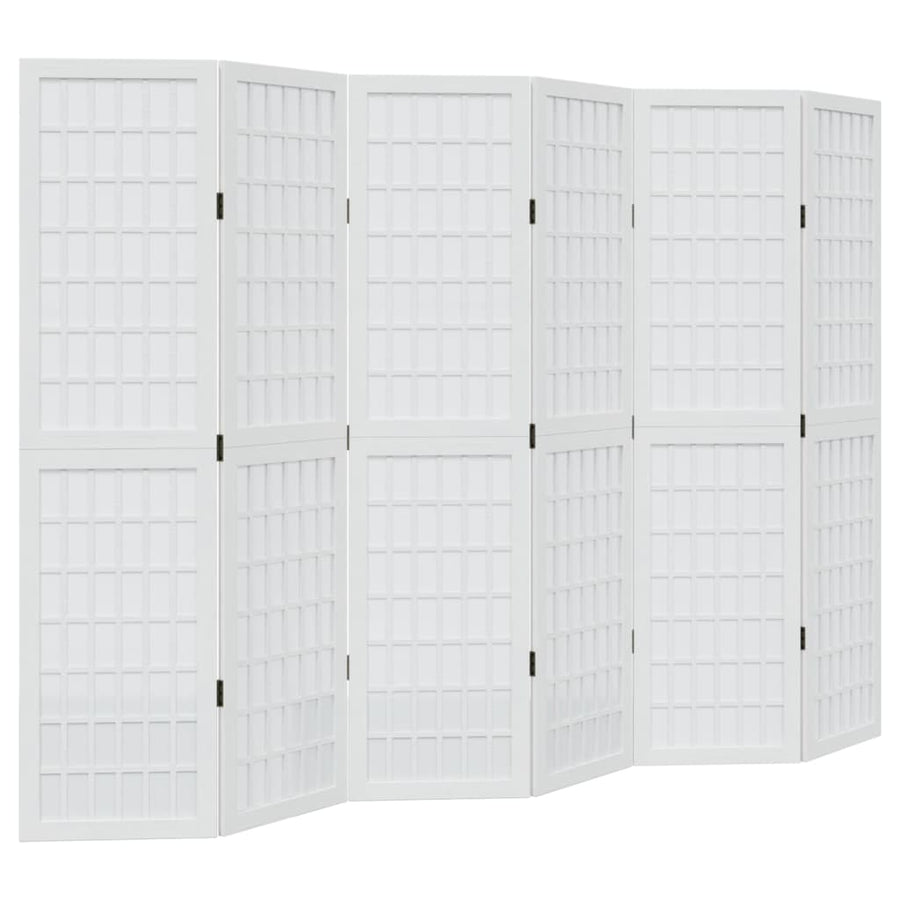 Kamerscherm met 6 panelen massief paulowniahout wit