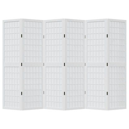 Kamerscherm met 6 panelen massief paulowniahout wit