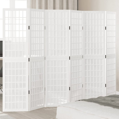 Kamerscherm met 6 panelen massief paulowniahout wit