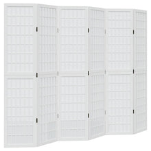 Kamerscherm met 6 panelen massief paulowniahout wit