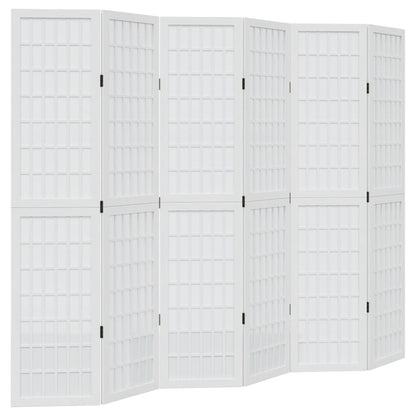 Kamerscherm met 6 panelen massief paulowniahout wit