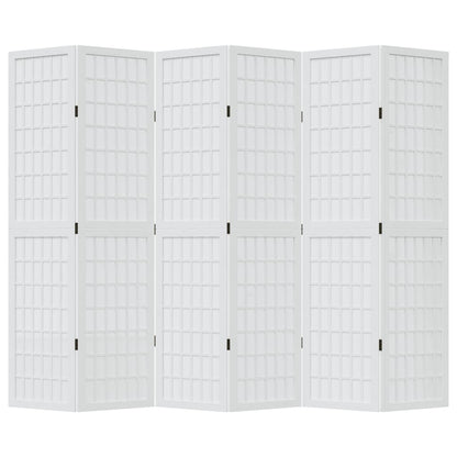 Kamerscherm met 6 panelen massief paulowniahout wit