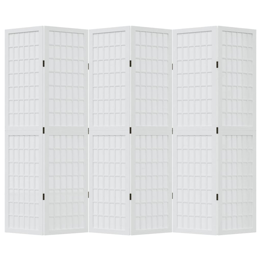 Kamerscherm met 6 panelen massief paulowniahout wit