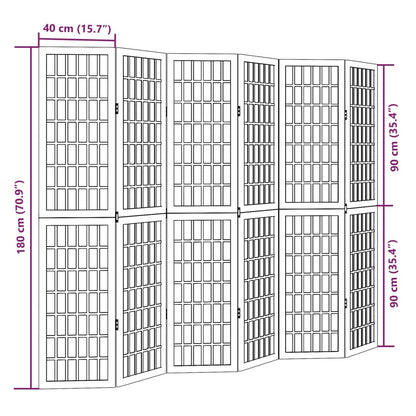 Kamerscherm met 6 panelen massief paulowniahout wit