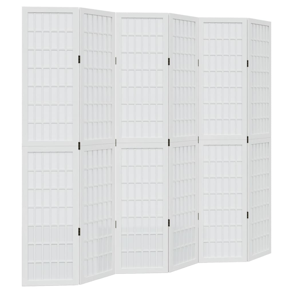 Kamerscherm Met 6 Panelen Massief Paulowniahout Wit 40 x 200 cm