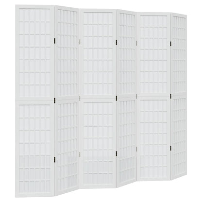Kamerscherm Met 6 Panelen Massief Paulowniahout Wit 40 x 200 cm