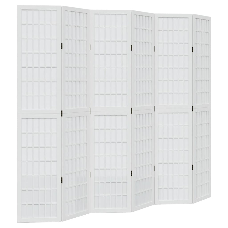 Kamerscherm Met 6 Panelen Massief Paulowniahout Wit 40 x 200 cm