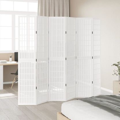 Kamerscherm Met 6 Panelen Massief Paulowniahout Wit 40 x 200 cm