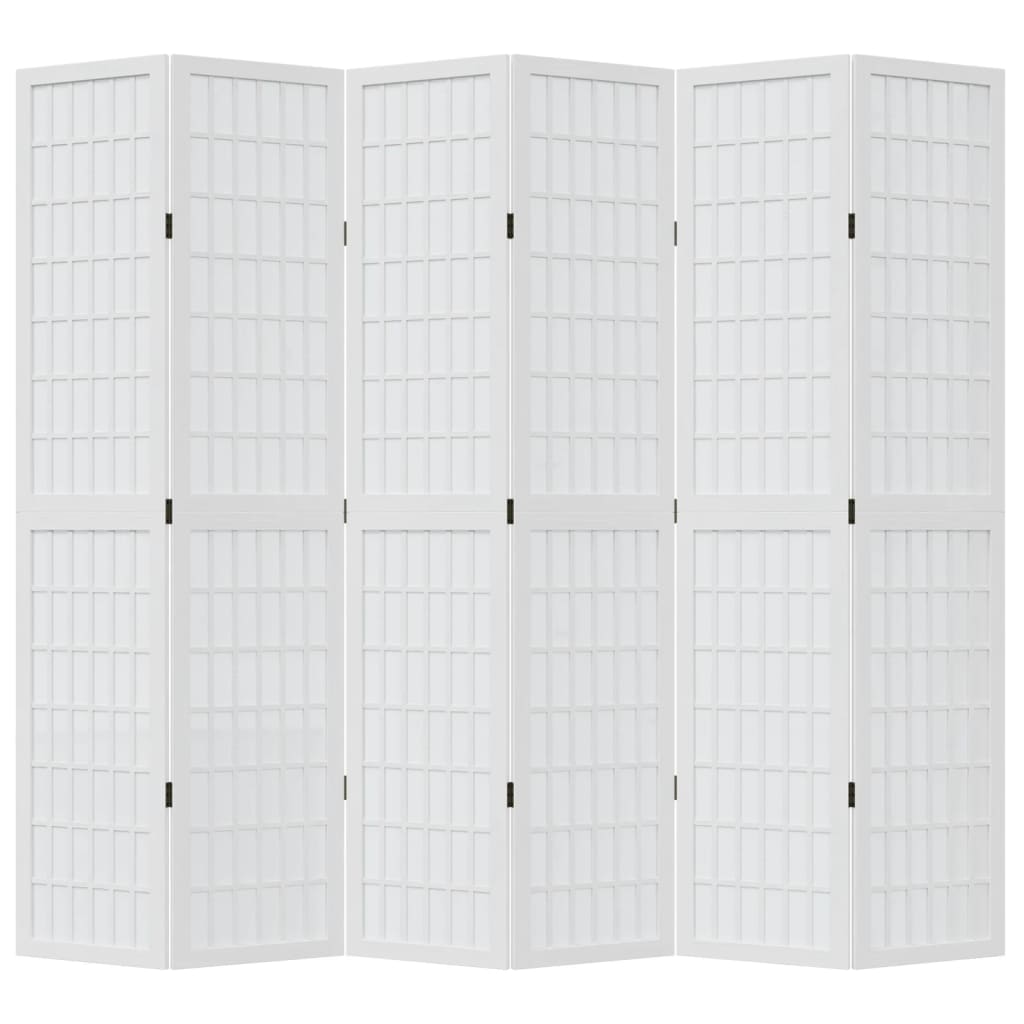 Kamerscherm Met 6 Panelen Massief Paulowniahout Wit 40 x 200 cm