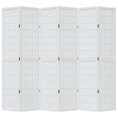 Kamerscherm Met 6 Panelen Massief Paulowniahout Wit 40 x 200 cm