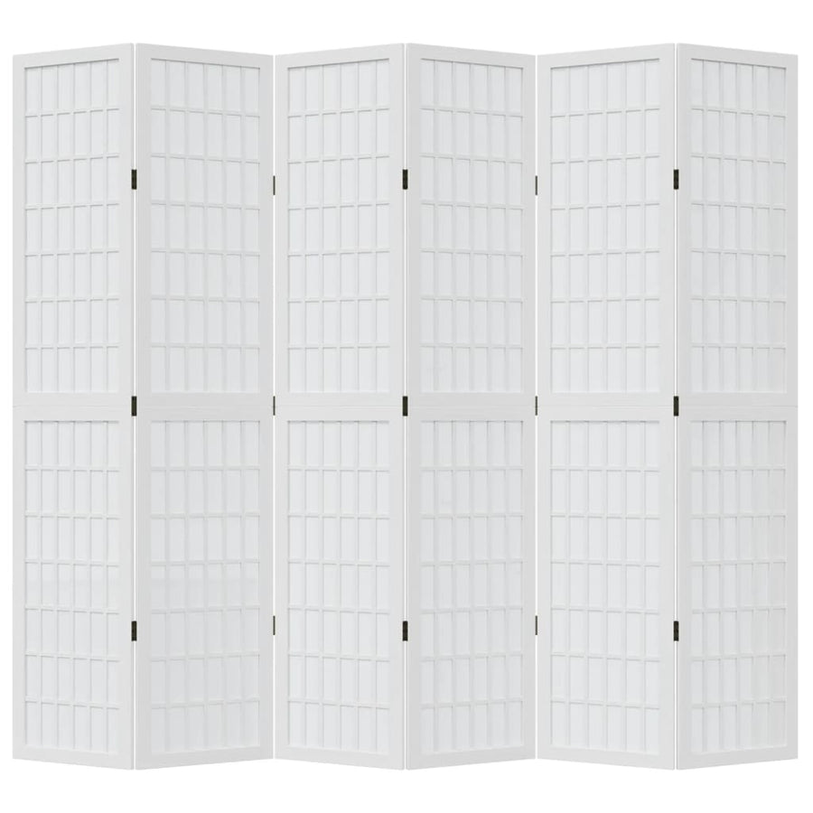 Kamerscherm Met 6 Panelen Massief Paulowniahout Wit 40 x 200 cm