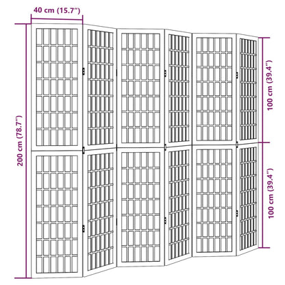 Kamerscherm Met 6 Panelen Massief Paulowniahout Wit 40 x 200 cm