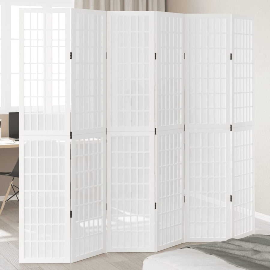 Kamerscherm Met 6 Panelen Massief Paulowniahout Wit 40 x 200 cm