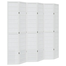 Kamerscherm met 6 panelen massief paulowniahout wit