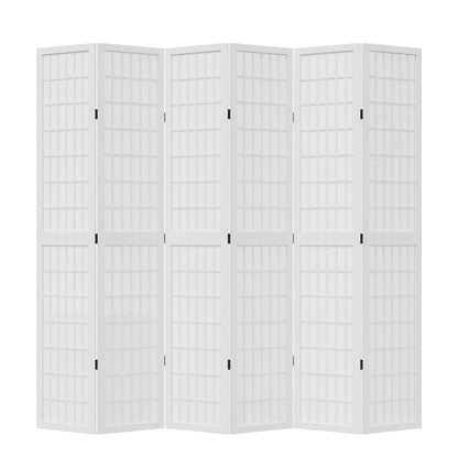 Kamerscherm met 6 panelen massief paulowniahout wit