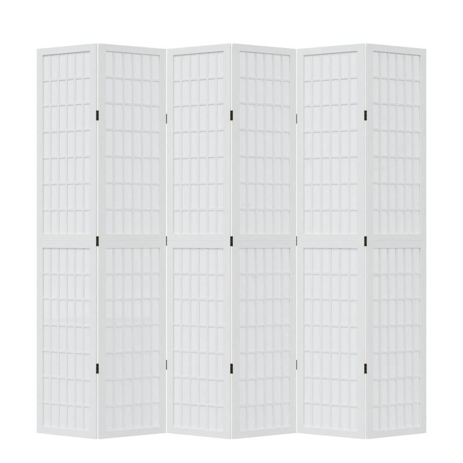 Kamerscherm met 6 panelen massief paulowniahout wit
