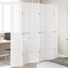 Kamerscherm 6 panelen massief paulowniahout wit