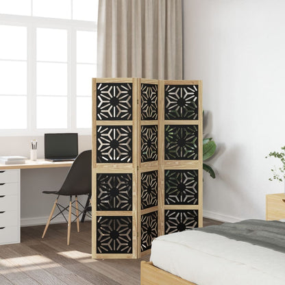 Kamerscherm met 3 panelen massief paulowniahout zwart
