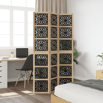 Kamerscherm met 3 panelen massief paulowniahout zwart