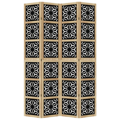 Kamerscherm met 4 panelen massief paulowniahout bruin en zwart