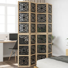 4-Panel Room Divider Solid Paulownia Wood Brown and Black