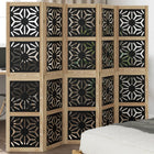 5-Panel Room Divider Solid Paulownia Wood Brown and Black