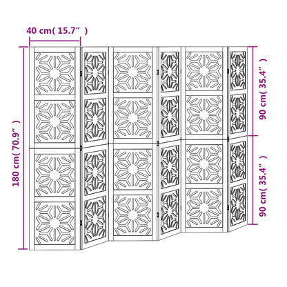 Kamerscherm met 5 panelen massief paulowniahout bruin en zwart