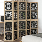 5-Panel Room Divider Solid Paulownia Wood Brown and Black
