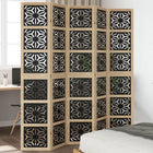 5-Panel Room Divider Solid Paulownia Wood Brown and Black