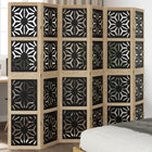 6-Panel Room Divider Solid Paulownia Wood Brown and Black