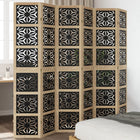 6-Panel Room Divider Solid Paulownia Wood Brown and Black