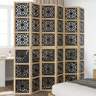 6-Panel Room Divider Solid Paulownia Wood Brown and Black