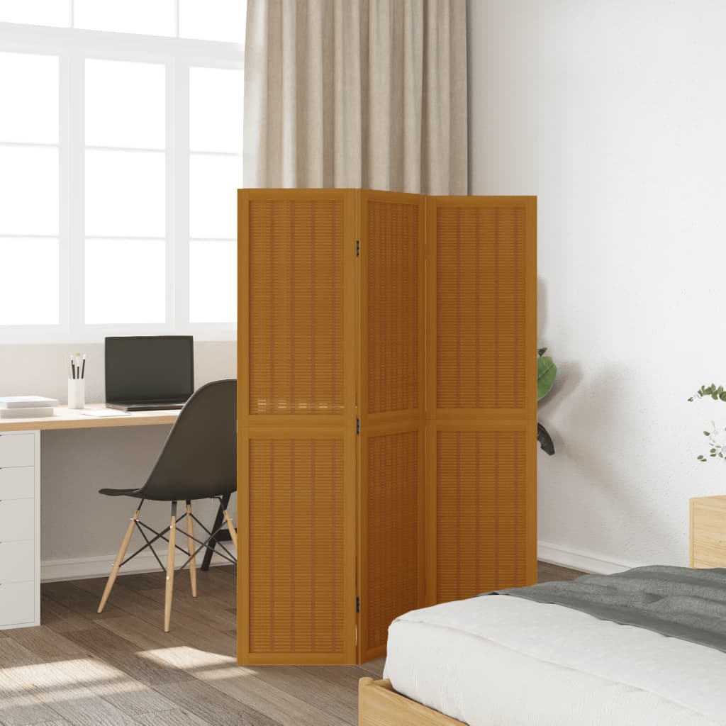 Kamerscherm met 3 panelen massief paulowniahout bruin