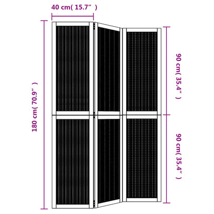 Kamerscherm met 3 panelen massief paulowniahout bruin