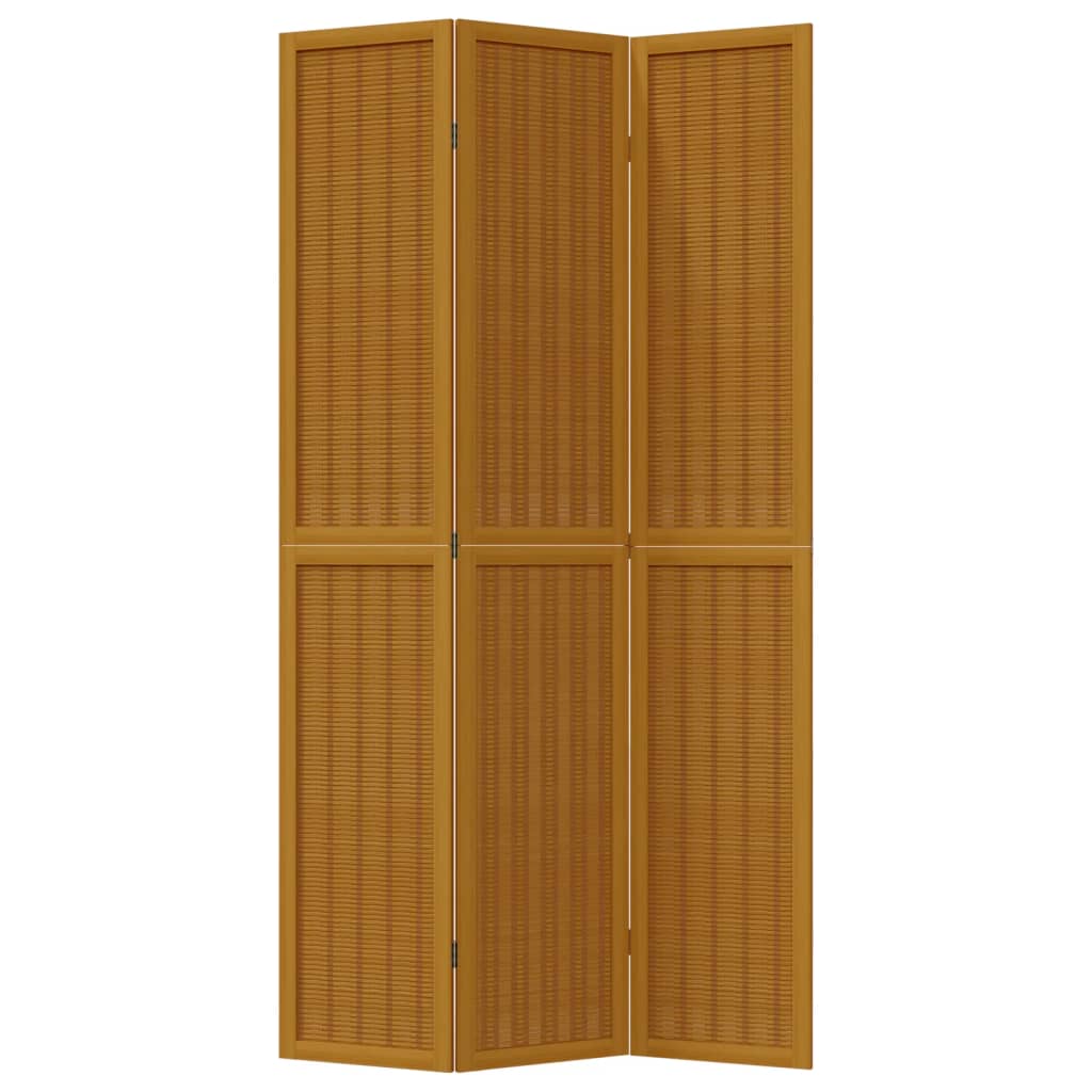 Kamerscherm met 3 panelen massief paulowniahout bruin