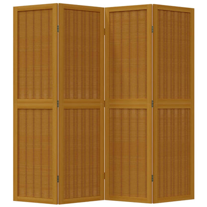 Kamerscherm met 4 panelen massief paulowniahout bruin