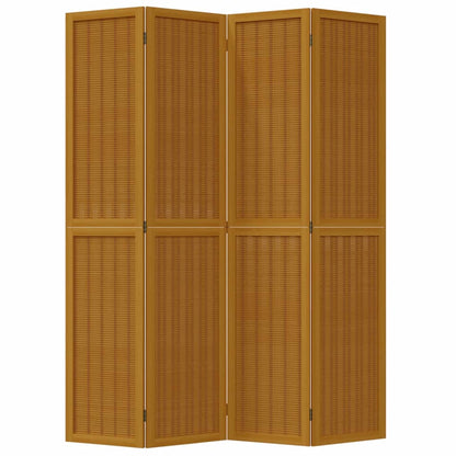 Kamerscherm met 4 panelen massief paulowniahout bruin