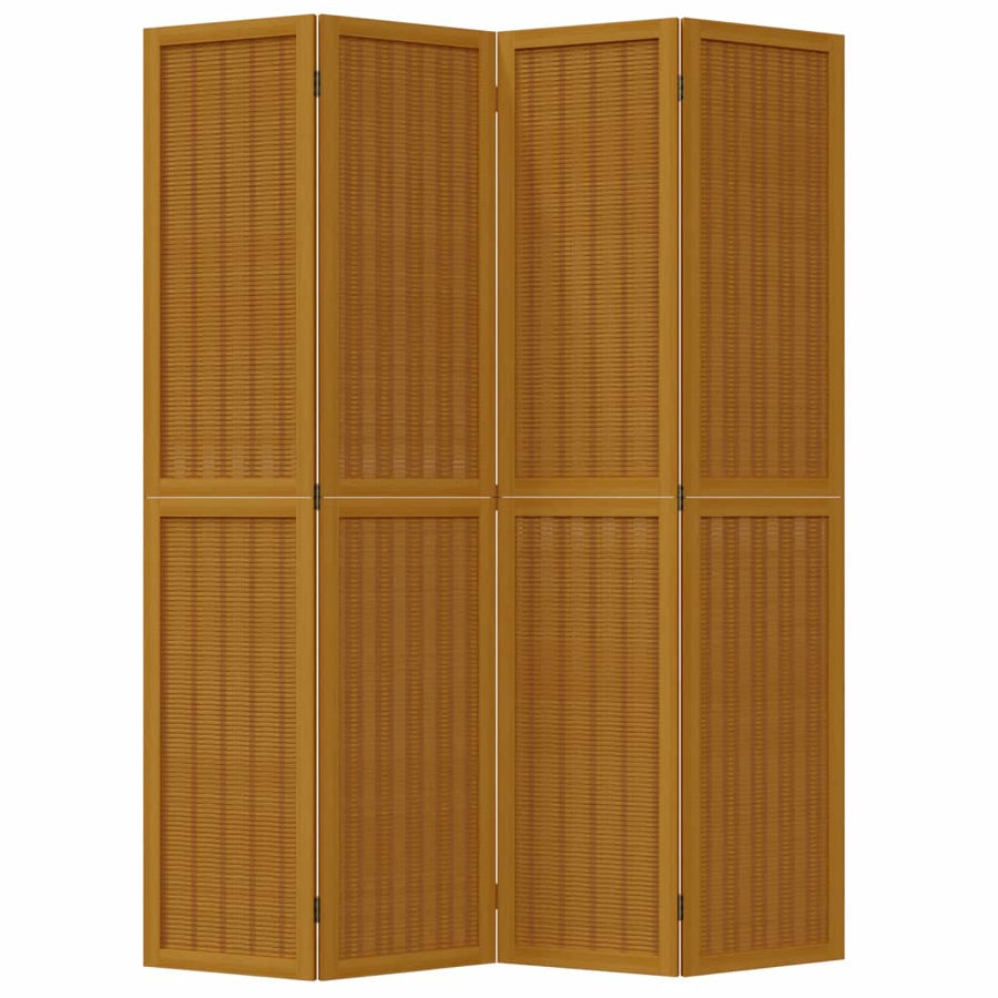 Kamerscherm met 4 panelen massief paulowniahout bruin