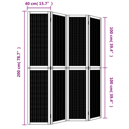 Kamerscherm met 4 panelen massief paulowniahout bruin